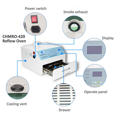 Hot air + Infrared 2500w Lead-free Reflow Oven CHMRO-420 SMD Heating Station