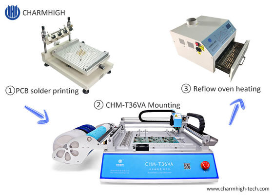 Small SMT Line Stencil Printer / CHMT36VA Pick and Place Machine / Reflow Oven 420
