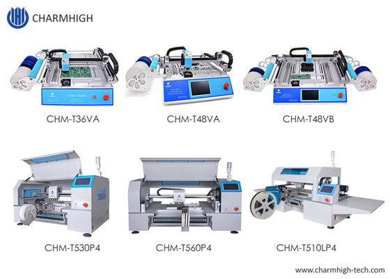 High Accuracy 6 Kinds Desktop SMT Pick And Place Machine Charmhigh PCB Assembly Line