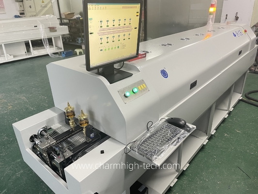 CHM-PC6635 Rail + PC Control Lead-free Reflow Oven 2200*350mm 6 temp Zones Soldering Machine