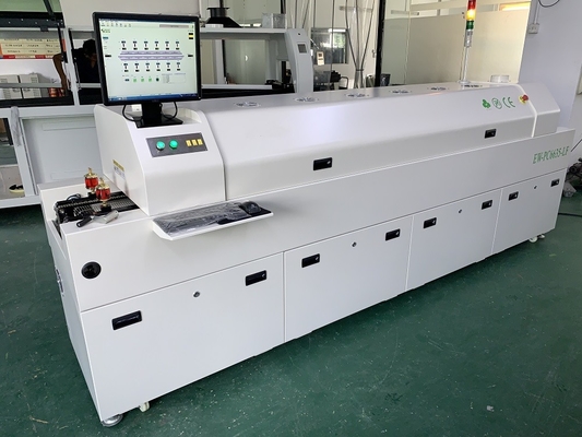 Full-automatic Rail 6 temp Zones Lead-free Reflow Oven 2200*350mm PC Control Heating Machine
