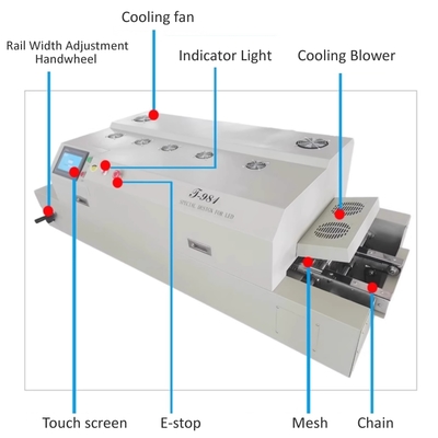 T981 Benchtop Chain Reflow Oven Lead-free 8-zone BGA Soldering Double-Sided PCB