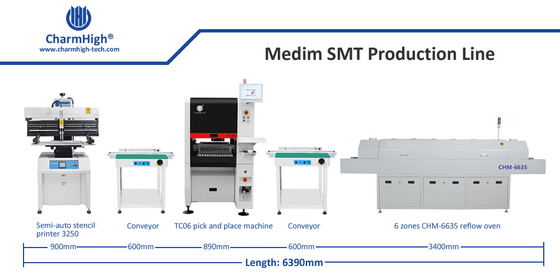 Medium SMT Production Line , 6 heads TC06 Full PCB Assembly PCBA Manufacturing
