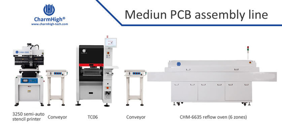 High-end Semi-auto Medium SMT Assembly Line , 6 heads TC06 PCBA Manufacturing