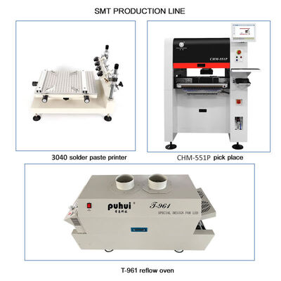 High Precision Small SMT Line with 3040 Printer CHM-551 Mounter T961 Oven