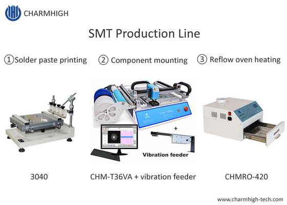 Small PCB Assembly Line Stencil Printer 3040 , CHMT36VA Smt Machine , 420 Reflow Oven