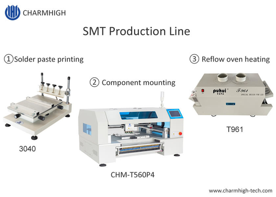 Desktop SMT Chip Mounter , Stencil Printing, T961 Reflow Oven PCB Assembly Line