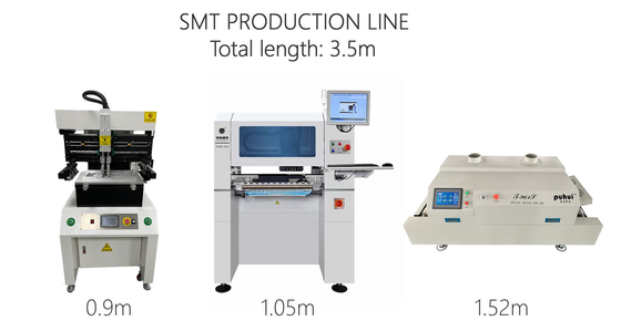 Total Length 3.5m High Precision Small SMT Production Line 0201, BGA, 144pins IC