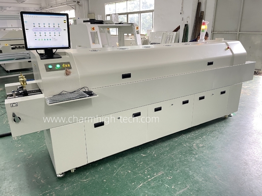 CHM-PC6635 Rail + PC Control Lead-free Reflow Oven 2200*350mm 6 temp Zones Soldering Machine