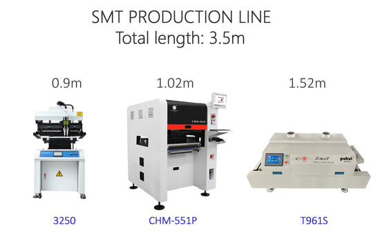 Total Length 3.5m High Precision Small SMT Production Line 0201, BGA, 144pins IC